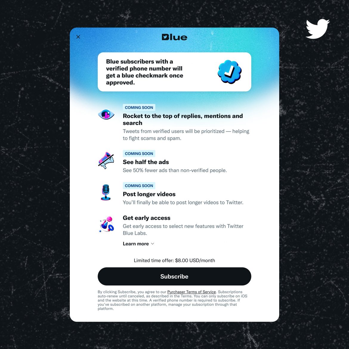 Twitter mở lại dịch vụ Twitter Blue, nhiều điểm cải tiến